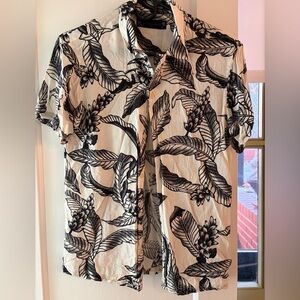 All Saints Monochrome Leaf Print Men's Shirt